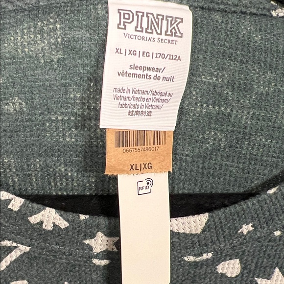 NWT PINK Victoria's Secret Women's Green & Cream Holiday Thermal Cozy Nightgown - Picture 4 of 5